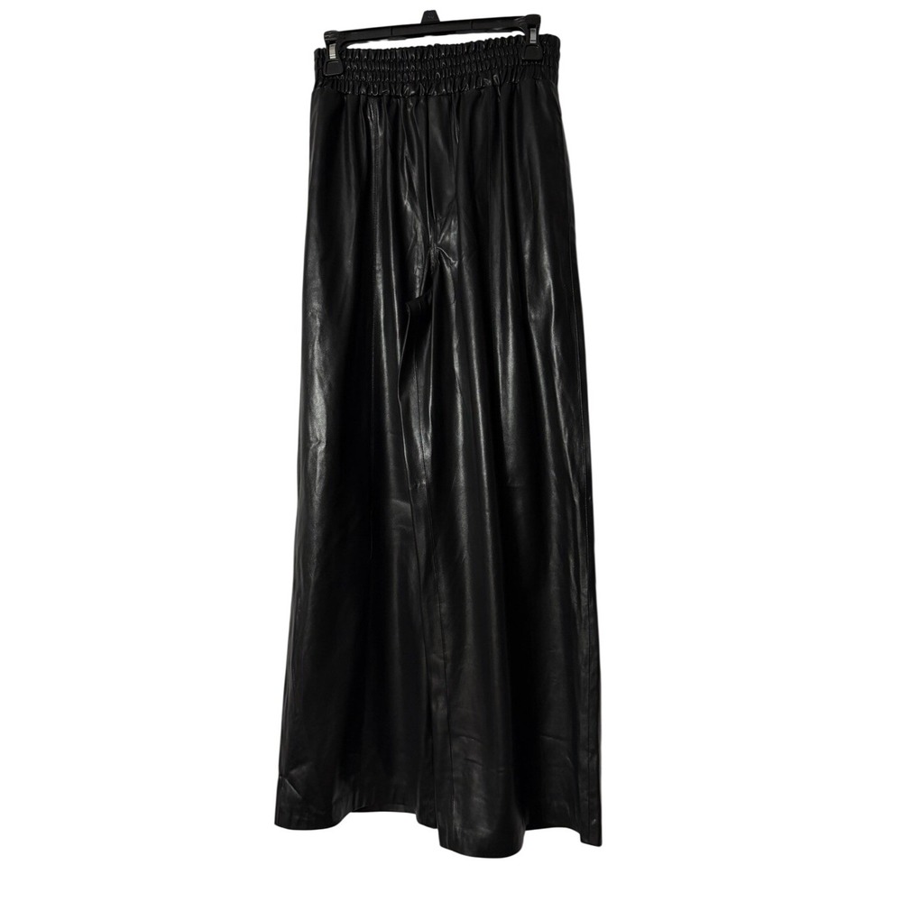 NWT Blank NYC Womens Wide Leg Black Faux Leather Pull On Pants Size Medium